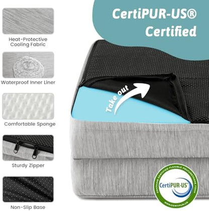 COZY KISS Cooling Dog Bed, Q-Max >0.4 Orthopedic Foam Dog Bed with Sides