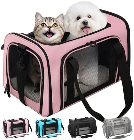 Soft-Sided Cat Carrier 20x13x13 in Expandable Travel Pet Bag 22LBS