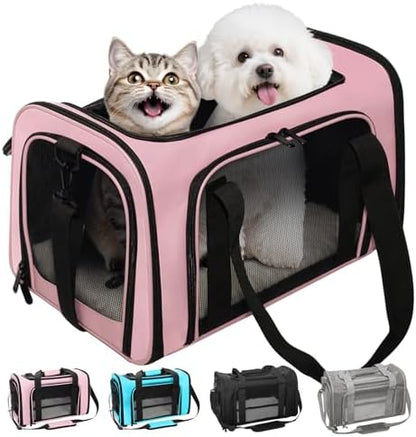 Soft-Sided Cat Carrier 20x13x13 in Expandable Travel Pet Bag 22LBS