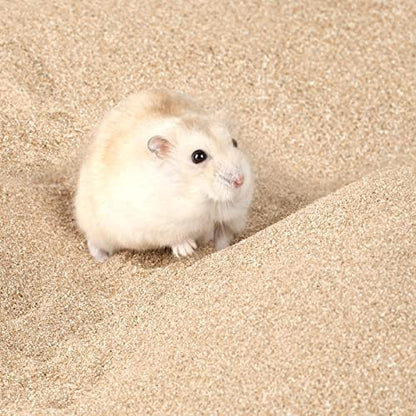 BUCATSTATE Hamster Sand, No-Dust 3.3LB Chinchilla Dust Bath with Pour Spout, 100% Natural Desert Bathing Sand for Syrian Hamster Gerbil Rat Mice Small Animals (Fine Sand)