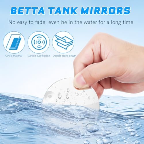 INOOMP Betta Fish Exercise Mirror Single Side Tank Mirror with Suction Cups Fish Bowl for Training Aquarium D Cor Cute Tank Decorations 2.75 * 2.75 * 0.11In