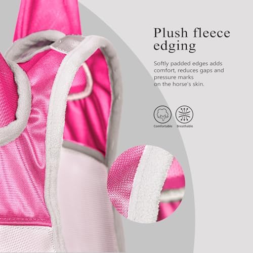 Harrison Howard Half Face Horse Fly Mask UV Protection and Breathable for Equine Use Comfortable Magenta M