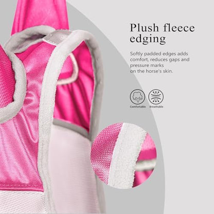 Harrison Howard Half Face Horse Fly Mask UV Protection and Breathable for Equine Use Comfortable Magenta M