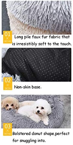 Plush Calming Donut Dog Bed for Small to Medium Dogs, 28 Inch Round Pet Bed