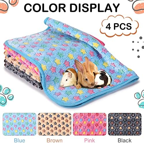 Reginary 4 Pcs Guinea Pig Fleece Cage Liners, Star Pattern, 28 x 56 Inch
