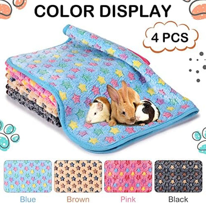 Reginary 4 Pcs Guinea Pig Fleece Cage Liners, Star Pattern, 28 x 56 Inch
