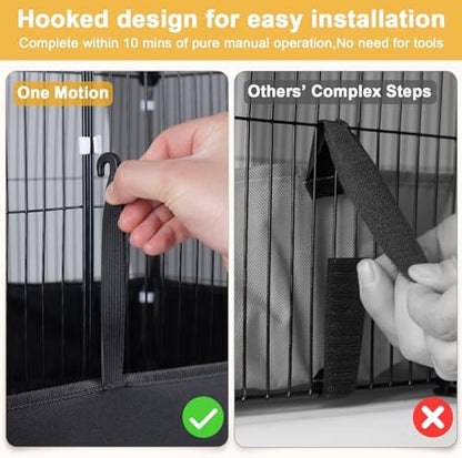 Tresbro Guinea Pig Cage with Top Cover & 12 Panels, Triple Fixing Measures Small Animal Playpen with Waterproof PVC Liner & One-Motion Hooks, 48 x 24 x 16 C&C Grids Cage for Bunny, Hedgehog, Hamster