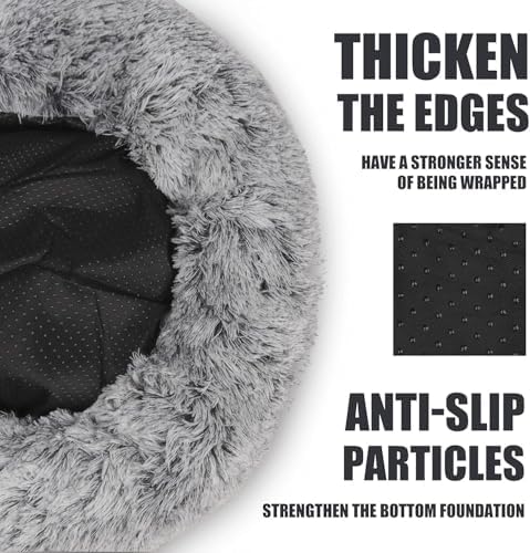 Keep Warm Lapcatz Nest Bed, Cat Bed Round Fluffy Hooded Cat Bed Cave, Anti-Slip Bottom and Machine Washable,Removable Washable Round Beds for Small Medium Pets (Coffee,Large)