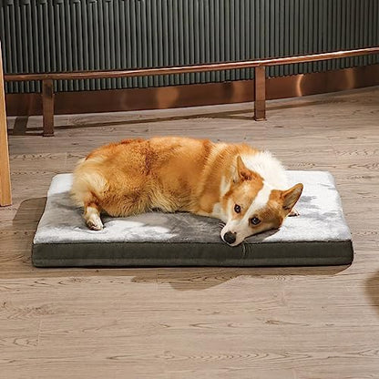 Amazon Basics Washable Dog Bed with Cooling Gel Memory Foam, Pressure-Relief Support for Dogs up to 120lbs, Non-Slip Bottom, Removable Cover, Giant Sized (50" x 34"), Grey
