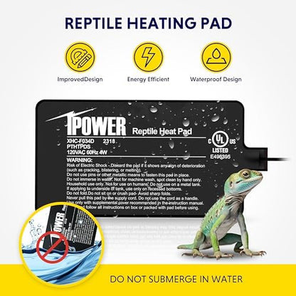 iPower 4 by 7-Inch 4W Reptile Heat Mat, LCD Digital Aquarium Thermometer, Under Tank Warmer Terrarium Heat Pad for Turtles Lizards Frogs and Other Small Animals, Multi Sizes