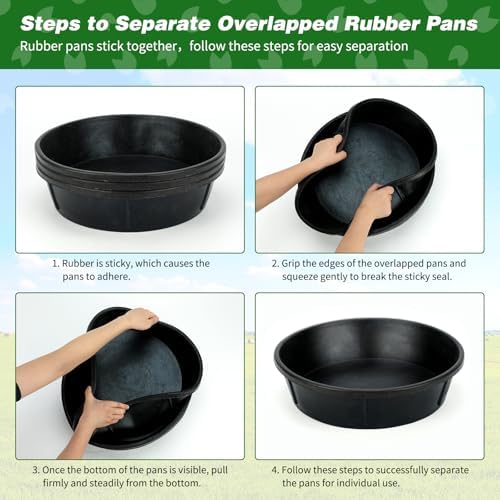 5Pcs Heavy Duty Rubber Feeder Pan, 12Q/3Gal Horse Feed Pan