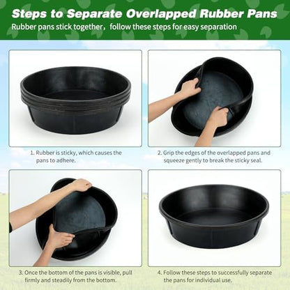 5Pcs Heavy Duty Rubber Feeder Pan, 12Q/3Gal Horse Feed Pan
