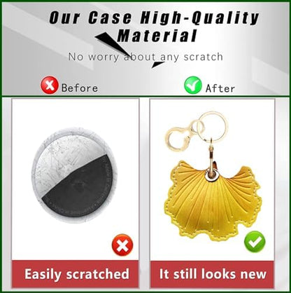 BORKUANA PU Leather Keychain Holder Protective Case Compatible with AirTag