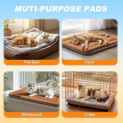 Self Warming Cat Bed, Reversible Cooling Mat for Cats, Dark Brown, 18x24 In