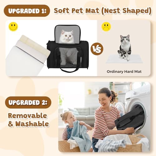 Large Cat Carrier Soft Up to 28 Lbs, Breathable Pet Bag with Steel Frame