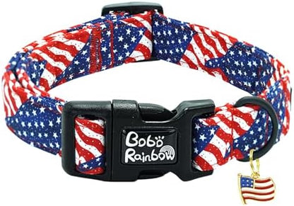 Independence Dog Collar-USA Flag Print Pet Collar Adjustable Cute Soft Comfortable Cotton Collars Holiday Puppy Collar Gift for X-Small Dogs