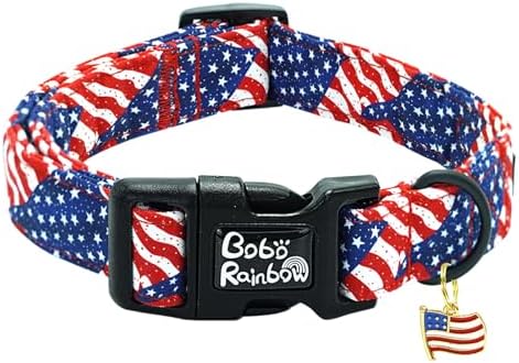 Independence Dog Collar-USA Flag Print Pet Collar Adjustable Cute Soft Comfortable Cotton Collars Holiday Puppy Collar Gift for Small Dogs