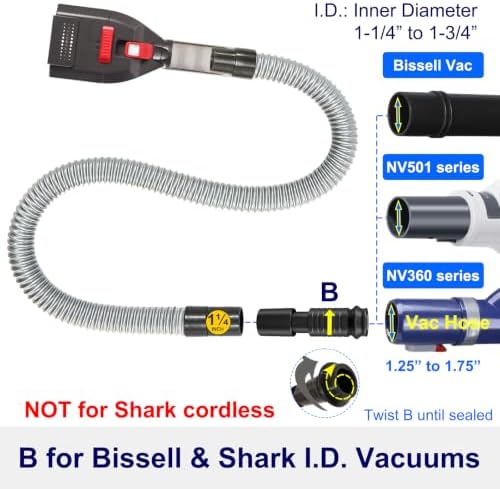 Dog Brush Compatible with Shark Bissell Corded Vacuums, Navigator NV360 Rotator NV501 Rocket HV301 Stratos Series, Pet Hair Shedding Grooming Tool with Long Extension Hose and Adapters