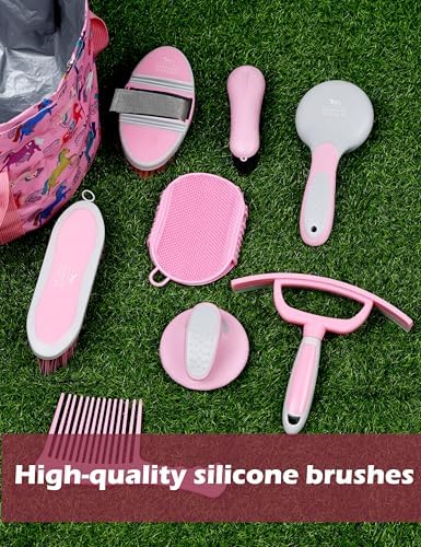 Harrison Howard Horse Grooming Kit, 11-Piece Horse Brush Set with Tote