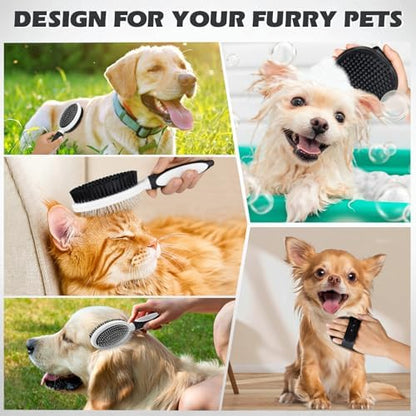 2PCS Pet Grooming Tools - Double-Sided Brush for Shedding and Bathing, Suitable for Short/Long Haired Dogs Cats and Horses, Deshedding Dog Brush, Mane & Tail Combs for Horses - Pet Supplies (White)