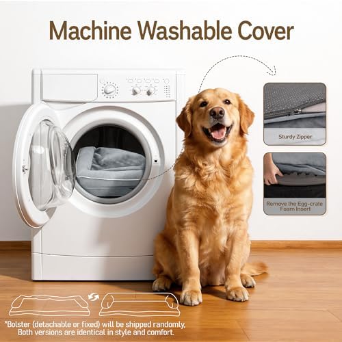 Comfort Expression Washable Dog Bed with Bolster for Medium to Large Dogs