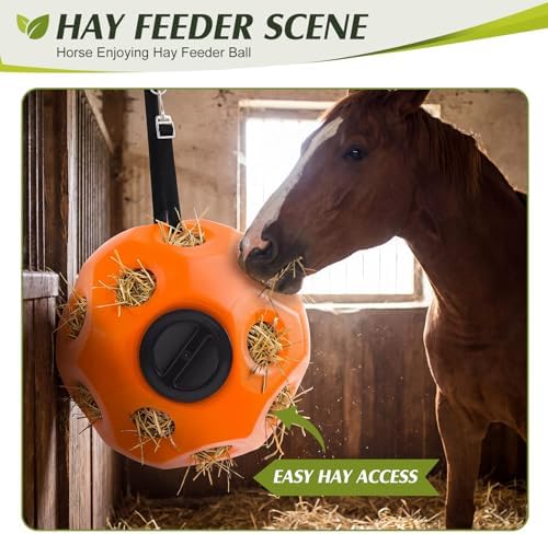 Seenelling 15.75" Extra Large Slow Feed Hay Ball for Horses,Orange