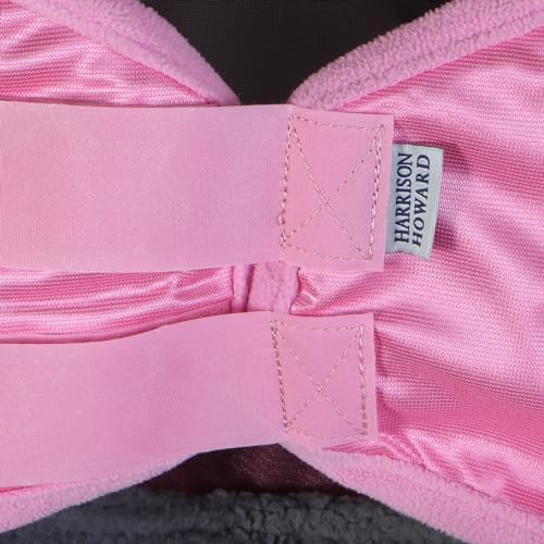 Harrison Howard CareMaster Pro Luminous Horse Fly Mask Large Eye Space Standard with Ears UV Protection for Horse Light Pink S Pony