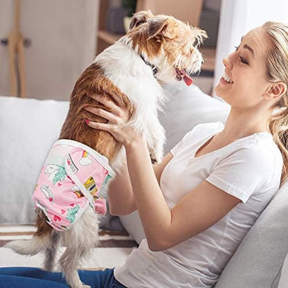 Pet Soft Female Dog Diapers, 3Pack Washable Dog Diapers Female for Dogs in Heat Reusable Dogs Period Panties, Puppy Diaper (Animals, S)