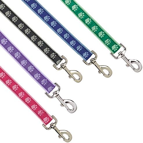 Casual Canine TwoTone Pawprint Dog Lead, 6-Foot x 1-Inch, Purple