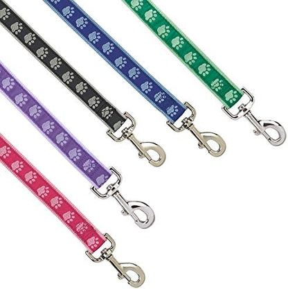 Casual Canine TwoTone Pawprint Dog Lead, 4-Foot x 5/8-Inch, Purple