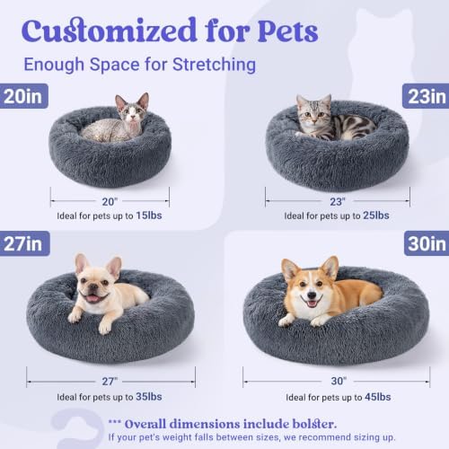 rabbitgoo Calming Cat Beds for Indoor Cats, 23 inches, Dark Grey