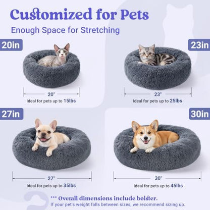 rabbitgoo Calming Cat Beds for Indoor Cats, 23 inches, Dark Grey