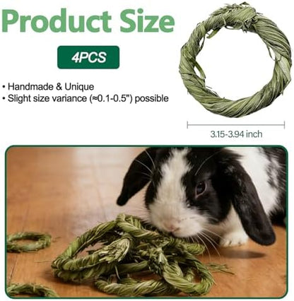 4Pcs Rabbit Timothy Hay Toy Natural Grass Guinea Pig Chew Toys