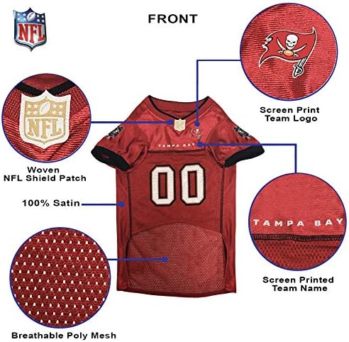 Pets First NFL Tampa Bay Buccaneers Dog Jersey, Size Large, Football Shirt Costume for Pet, Dog Sports T-Shirt, NFL Team Clothing for Cats, Licensed Pet Apparel Available in 7 Sizes and 32 Teams