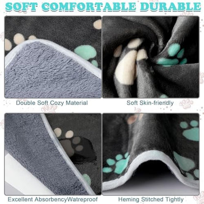 Reginary 4 Pcs Guinea Pig Fleece Cage Liners, Cute Paw, 24 x 16 Inch