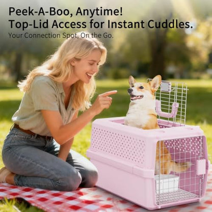 RIZZARI Hard-Sided Dog Carrier: 24" Travel Crate for Medium Dogs & Cats