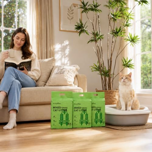 FUKUMARU Tofu Cat Litter, Millet Blend, Vanilla Scented, Clumping, 12 lb