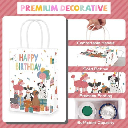 Greencian 16Pcs Pet Dog Birthday Party Favor Bags Let's Pawty Goodie Bags