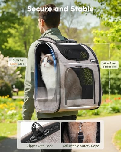 pecute Cat Backpack Expandable, Dog Carrier Backpack Breathable, Large