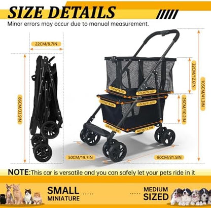 2-in-1 Folding Shopping Cart & Pet Stroller 110 LB Grocery Cart