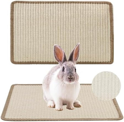 Large Rabbit Scratching Pad,23.6 x15.7 Inch Natural Sisal Scratch Mat for Bunny Biting Sleeping Nesting Pad Indoor Small Animal Claws and Teeth Care Bedding Accessories
