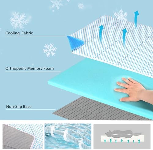 Dog Cooling Mat for Large Dogs, 30"x20" Memory Foam Pet Pad