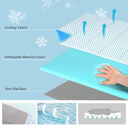 Dog Cooling Mat for Large Dogs, 35"x23" Memory Foam Pet Pad