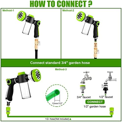 Upgraded Dog Wash Hose Attachment, 8-in-1 Sprayer Mode Garden Hose Nozzle