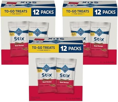 Blue Buffalo Stix Natural Soft Moist Dog Treats Togo Beef Recipe, 1oz Bags, (Pack of 36)