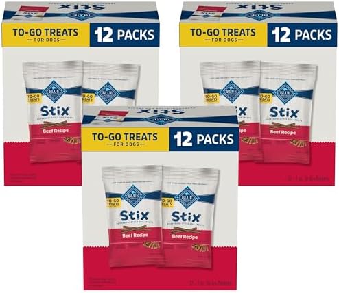 Blue Buffalo Stix Natural Soft Moist Dog Treats Togo Beef Recipe, 1oz Bags, (Pack of 36)