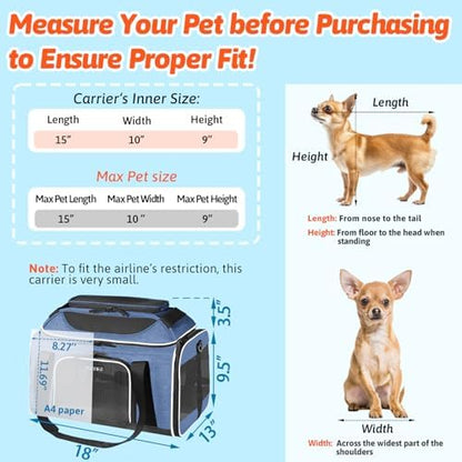 Petskd Top-Expandable Small Pet Carrier 18"x13"x9.5" Airline Approved