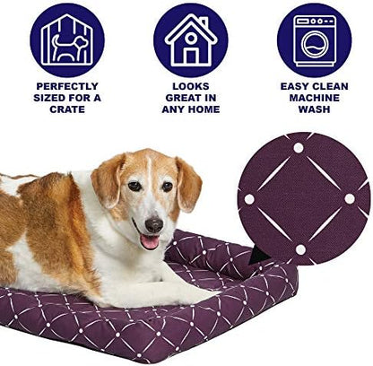 MidWest Homes for Pets 40248-PLD Quiet Time Couture Ashton Bolster Pet Bed, X-Large Dog/48, Plum, Plum & White Diamond Pattern