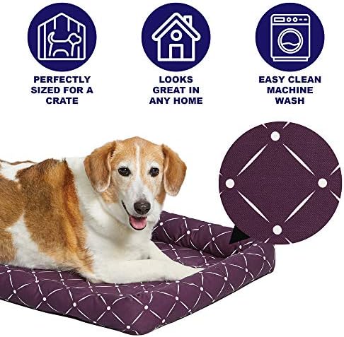 Midwest Homes for Pets 40224-PLD Quiet Time Couture Ashton Bolster Pet Bed, Medium Dog/24, Plum