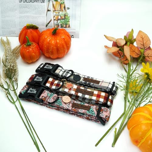Fall Dog Collar-Rugby Print Adjustable Pet Collar Comfortable Sturdy Puppy Collars Lightweight Quick-Release Buckle Collars for Boy&Girl Medium Dogs